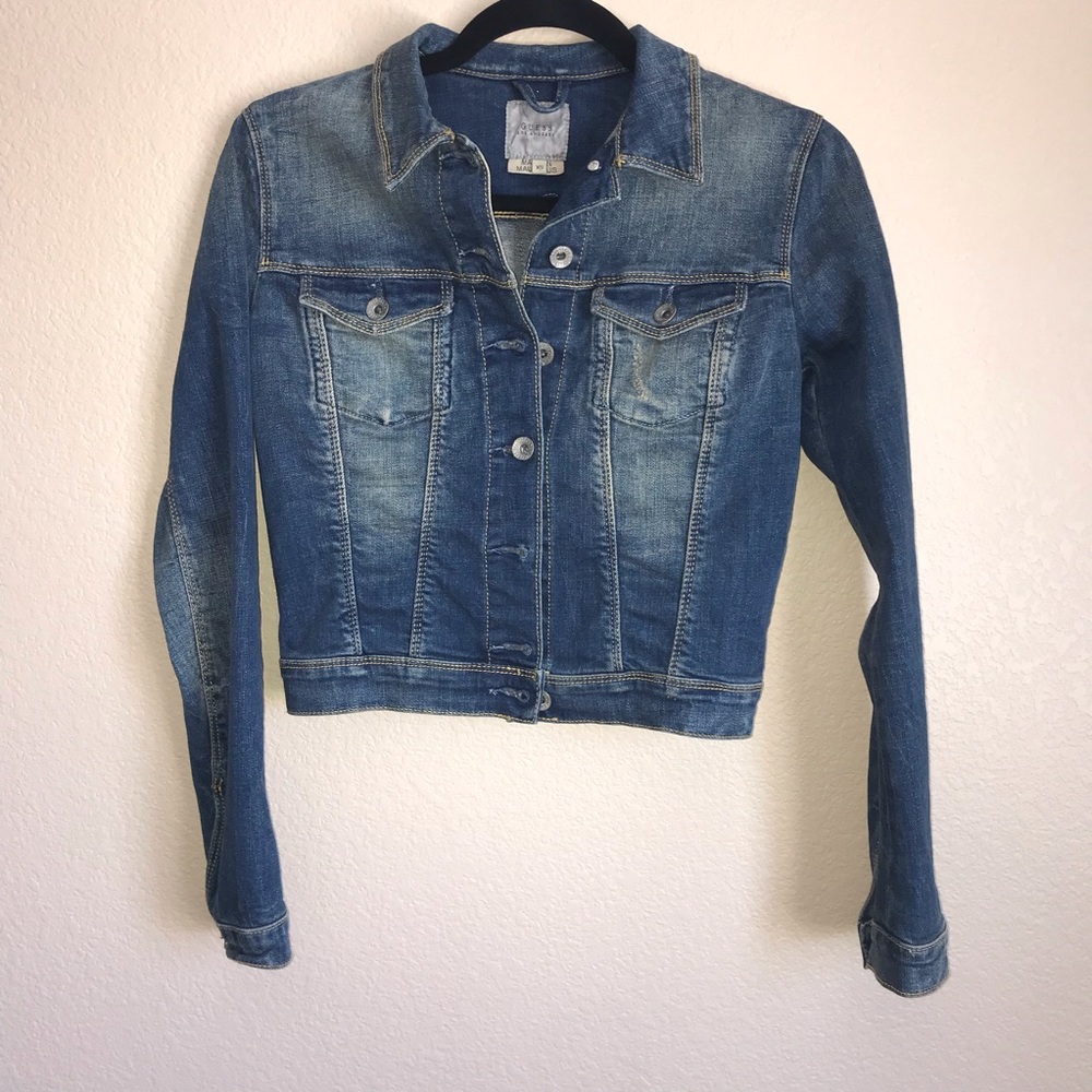 Embellished Distressed Blue Jean Jacket